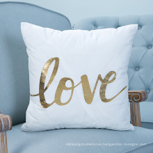 Decorative Throw Pillow Case Metallic Glitter Hot Gold Stamping Letters Printed Cushion Cover Party Favors